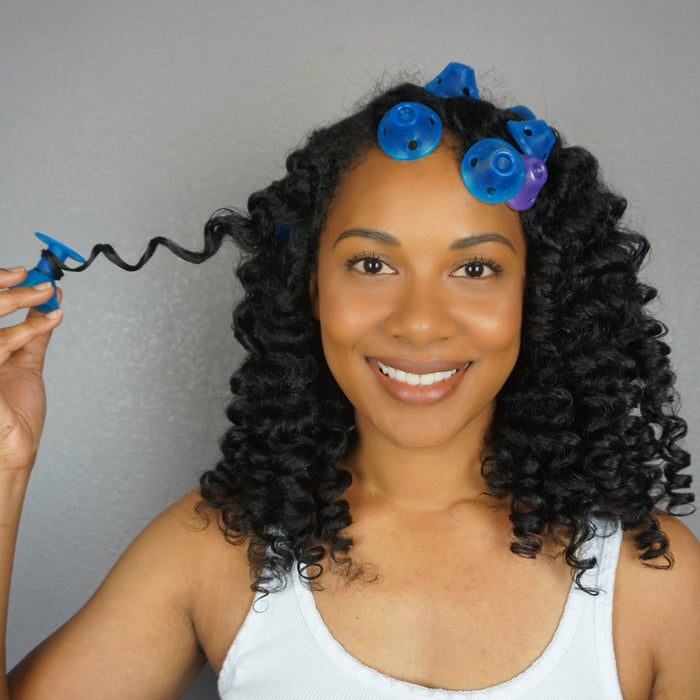 Spoolies Jumbo Hair Curlers Purple Galaxy 15 pc + Leave-in Spray