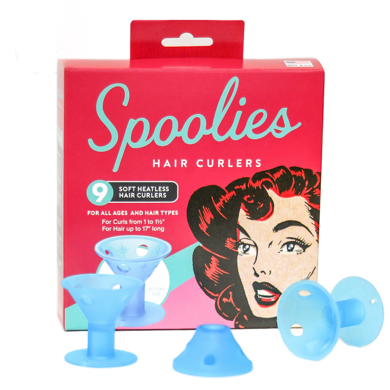 Spoolies® Hair Curlers, Jumbo Size, Beachy Blue (9 Count, Box)